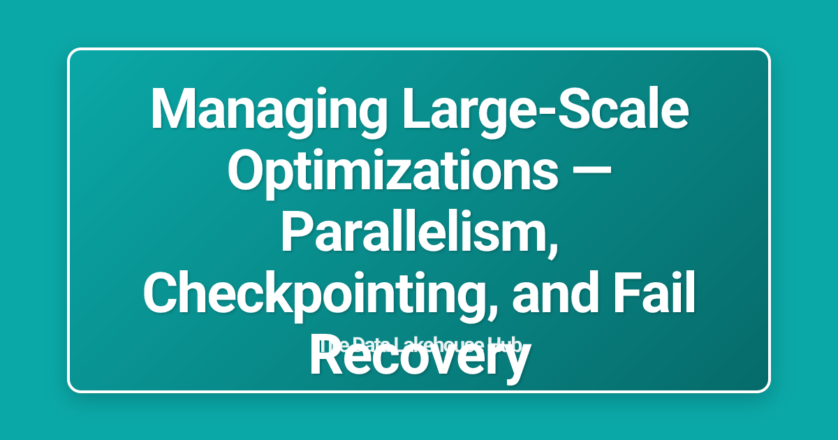 Managing Large-Scale Optimizations — Parallelism, Checkpointing, and Fail Recovery